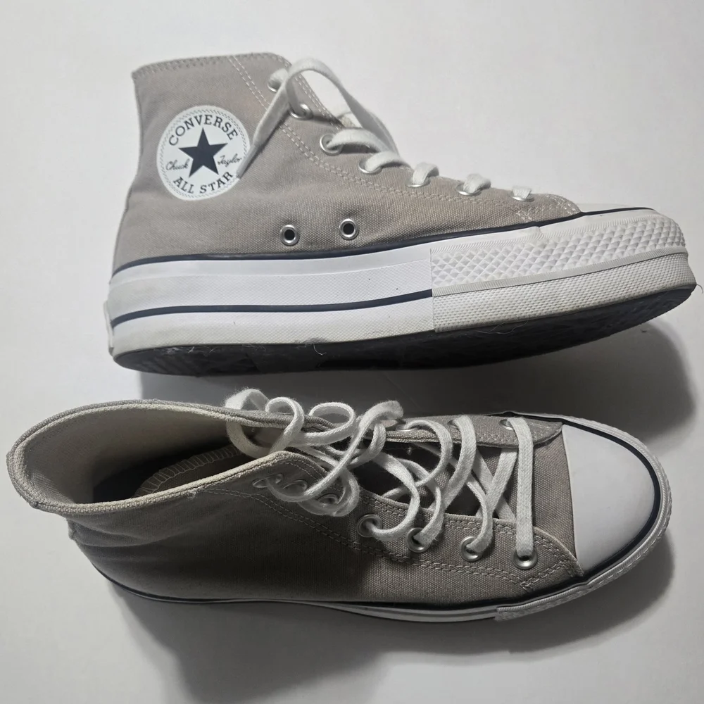 Converse Canvas High-Tops in Cream and White - Picture 2 of 8